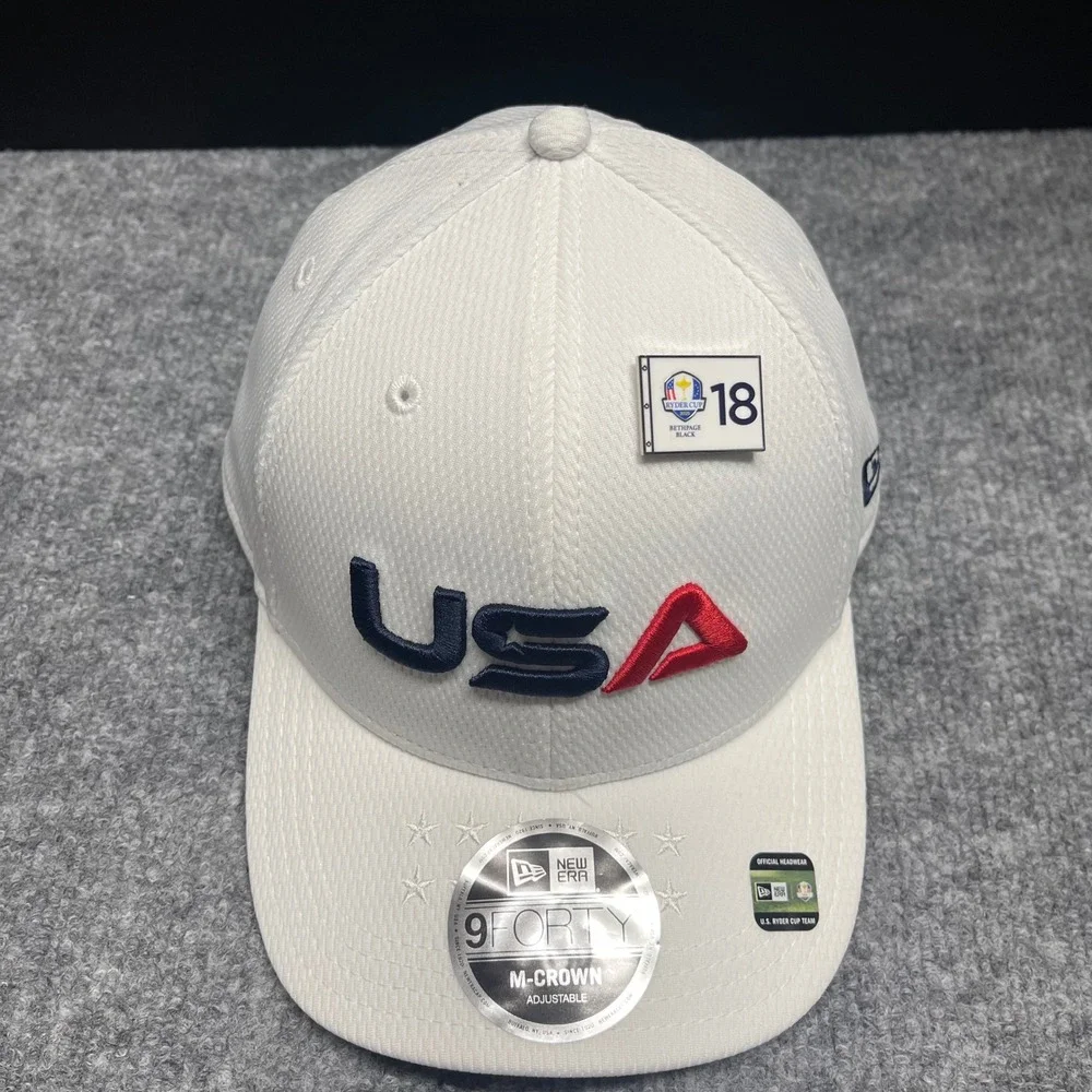 2025 Ryder Cup Hat Cap White Snapback A-Frame 9FORTY‎ New Era Bethpage Black Pin